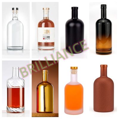 Collier de verre noir mat vide blanc peint Bouteille de liqueur pour vodka 500ml 700ml 750ml