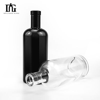 Collier de verre noir mat vide blanc peint Bouteille de liqueur pour vodka 500ml 700ml 750ml