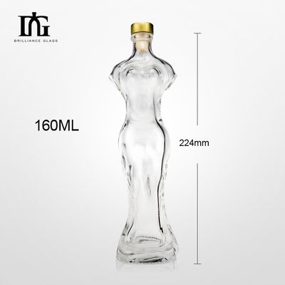 Bouteille de vodka en verre imprimée sur écran 160 ml avec un corps de forme unique et un design peint