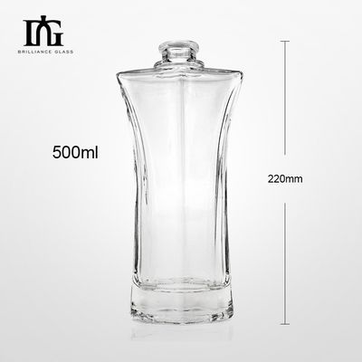 Bouteille en verre de whisky vodka 500 ml 750 ml avec forme unique personnalisée et type de bouchon de liège
