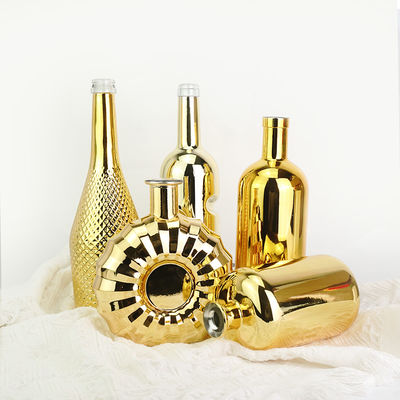 Base en verre 500 ml 750 ml bouteille de vin électroplatée en or avec matériau de base de liège étanche