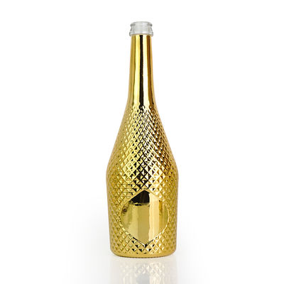 Base en verre 500 ml 750 ml bouteille de vin électroplatée en or avec matériau de base de liège étanche