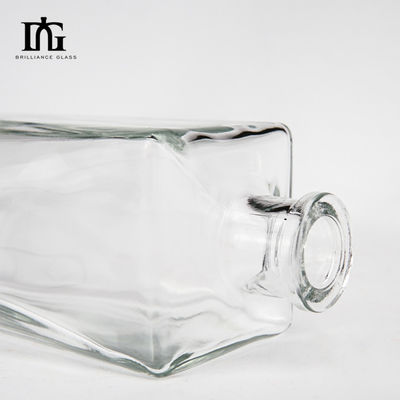 500 ml 750 ml 1000 ml Collier en verre Carré transparent Bouteille de boisson vide à base de flint pour le vin