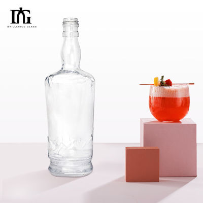 750 ml 75 cl bouteille de verre clair Whiskey Brandy avec étiquette CORK et corps en verre