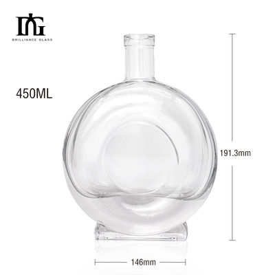 450 ml 500 ml Bouteille en verre pour les liqueurs et spiritueux Personnaliser Claire Ronde Classique vide