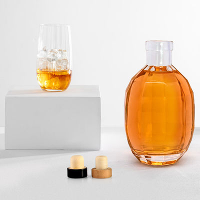 Corps en verre 250 ml 375 ml 500 ml Vodka Liquor Bouteille de vin spiritueux avec couvercle Pour le brandy Whisky