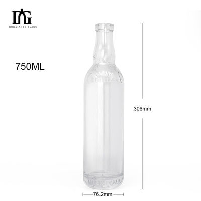 Disponible gratuitement 500 ml Bouteille en verre à fond épais transparente Whisky Brandy Rum Gin Liquor