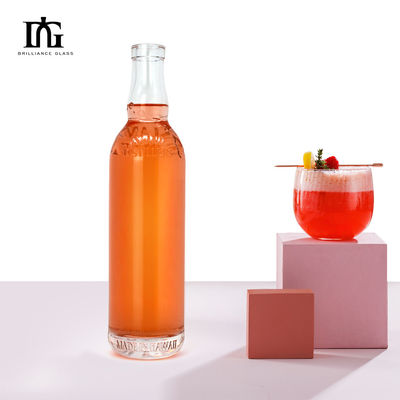 Disponible gratuitement 500 ml Bouteille en verre à fond épais transparente Whisky Brandy Rum Gin Liquor