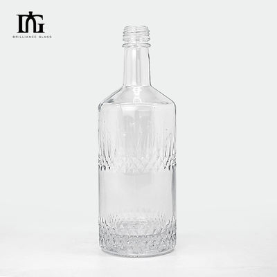 Bouteille de verre vide classique carrée claire pour les liqueurs et boissons de fin de vie