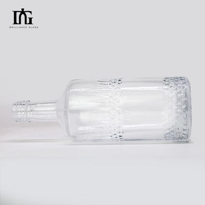 Bouteille de verre vide classique carrée claire pour les liqueurs et boissons de fin de vie