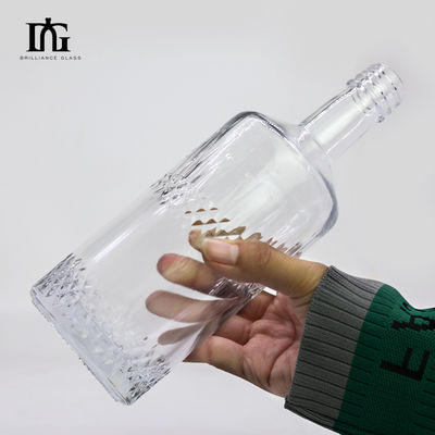 Bouteille de verre vide classique carrée claire pour les liqueurs et boissons de fin de vie