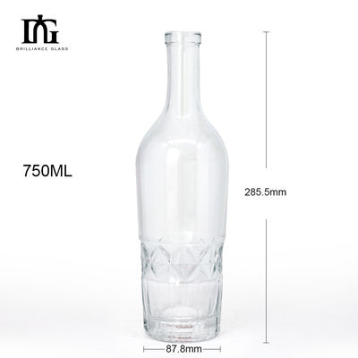 Acceptable OEM/ODM Bouteille en verre de whisky unique de 750 ml