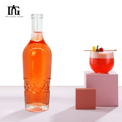 Acceptable OEM/ODM Bouteille en verre de whisky unique de 750 ml