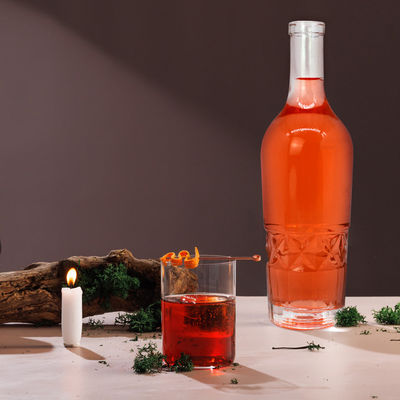 Acceptable OEM/ODM Bouteille en verre de whisky unique de 750 ml