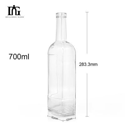 Collier en verre 750ml 700ml 500ml Bouteille de vin ronde pour les boissons alcoolisées Conception personnalisée acceptable