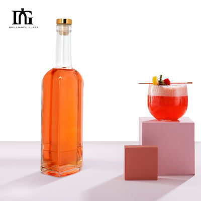 Collier en verre 750ml 700ml 500ml Bouteille de vin ronde pour les boissons alcoolisées Conception personnalisée acceptable