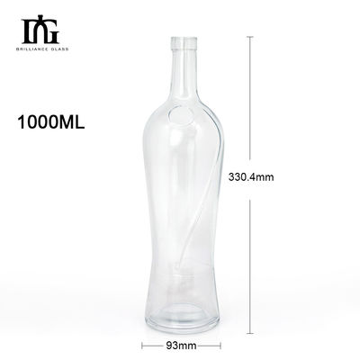 750 ml Bouteille de vin en verre pour les spiritueux Collier de whisky Matériau de verre de type capuchon vis à liège les deux