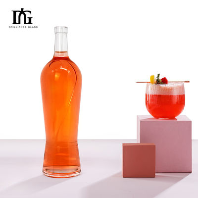 750 ml Bouteille de vin en verre pour les spiritueux Collier de whisky Matériau de verre de type capuchon vis à liège les deux