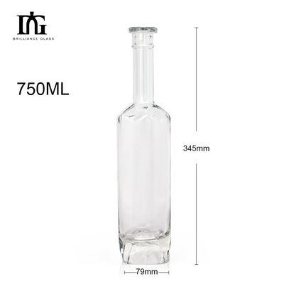 Whisky Vodka Gin Rum 700 ml Bouteille en verre transparent ronde avec bouchon à liège et vis personnalisé