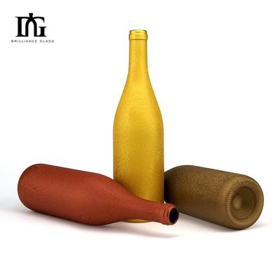 500 ml/750 ml Capacité Bouteille de vin en verre mat de couleur personnalisée pour le vin rouge et les spiritueux
