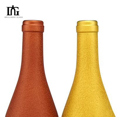 500 ml/750 ml Capacité Bouteille de vin en verre mat de couleur personnalisée pour le vin rouge et les spiritueux