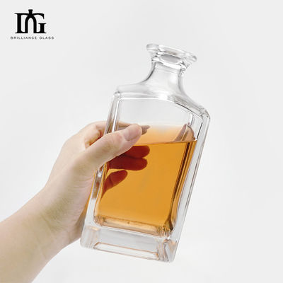 Bouteille de whisky en verre de 500 ml/700 ml/750 ml/1000 ml avec conception carrée