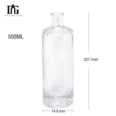 Type d'étanchéité Bouteille de vin en verre carré de liège de 750 ml pour bouteilles d'alcool de conception personnalisée