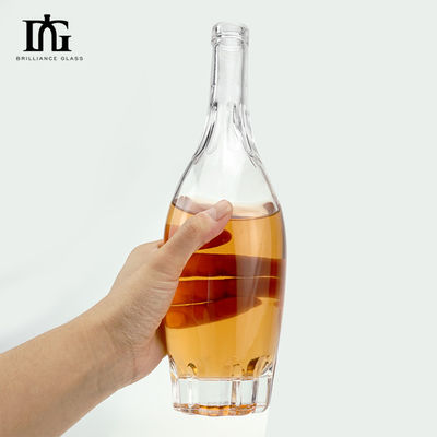 Bouteille de verre ronde de 700 ml pour les spiritueux Vodka Gin Custom Design unique OEM / ODM accepté