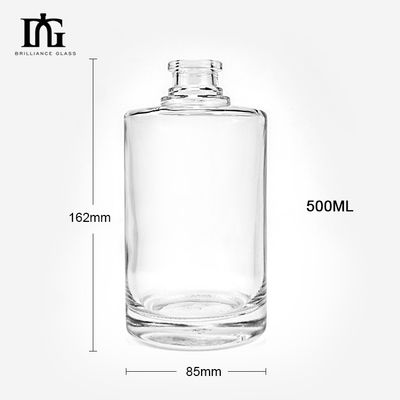 Collier de verre 500 ml Ronde transparente vide verre de silex Liquor de vin Whisky Vodka Bouteille avec couvercle scellé de liège