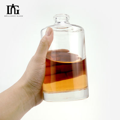 Collier de verre 500 ml Ronde transparente vide verre de silex Liquor de vin Whisky Vodka Bouteille avec couvercle scellé de liège