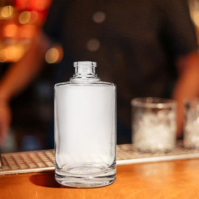 Collier de verre 500 ml Ronde transparente vide verre de silex Liquor de vin Whisky Vodka Bouteille avec couvercle scellé de liège