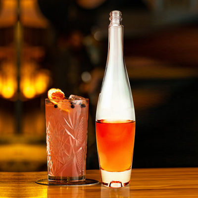 Fournit gratuitement 550 ml Bouteille de vin en verre clair glace à col long vide Bouteille de champagne