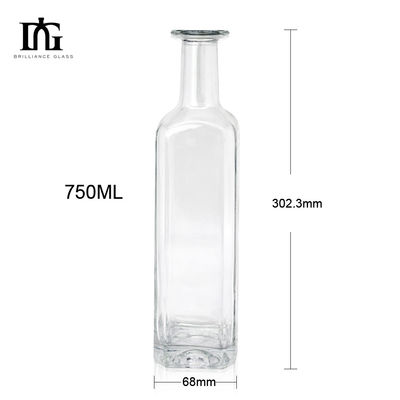 750 ml 1000 ml Whisky Rum Gin Tequila Bouteille en verre avec bouchon de liège et design élégant