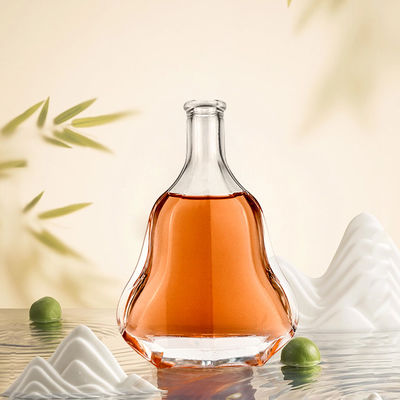 Forme carrée Extra Flint Cork Finish Collier de verre Bouteille d'alcool avec logo personnalisé