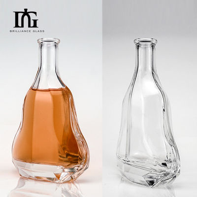 Forme carrée Extra Flint Cork Finish Collier de verre Bouteille d'alcool avec logo personnalisé