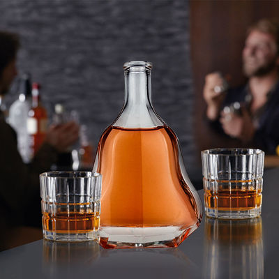 Forme carrée Extra Flint Cork Finish Collier de verre Bouteille d'alcool avec logo personnalisé