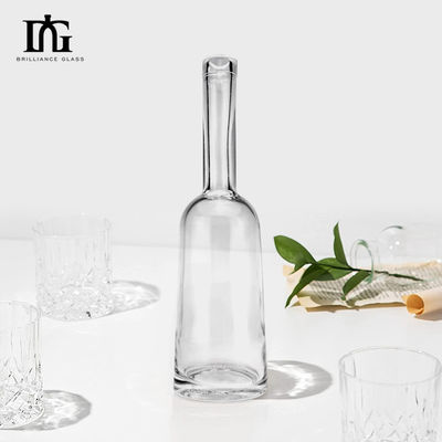 Bouteille de vin en verre haute flint spirit 100 ml ronde en forme de cou solitaire vide avec liège sur mesure