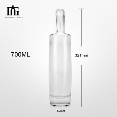 Matériau de base Verre Bouteilles de verre rondes sur mesure 500 ml 750 ml pour le vin Liqueur eau de boisson