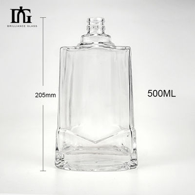 250 ml/500 ml/700 ml/750 ml Bouteille carrée de liqueur de whisky avec bouchon Épaisseur de verre lourd Fond