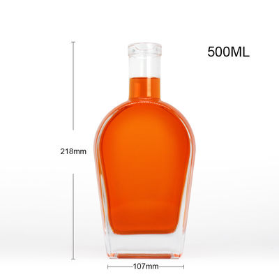 Whisky Liquor Gin Rum Vodka Bouteille en verre avec bouchon en verre 450ml 700ml 750ml Matériau du collier