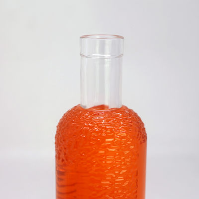 Bouteille en verre pour boissons de surface de manipulation de l'écorce acide de 750 ml de capacité et transparente