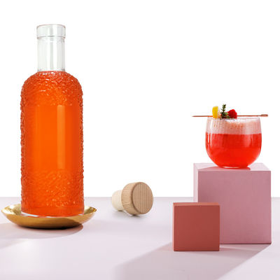 Bouteille en verre pour boissons de surface de manipulation de l'écorce acide de 750 ml de capacité et transparente