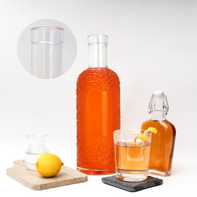 Bouteille en verre pour boissons de surface de manipulation de l'écorce acide de 750 ml de capacité et transparente