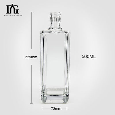 Bouteille en verre transparent de 500 ml pour le vin de luxe Liquor Rum Whisky Gin Vodka Prouvé