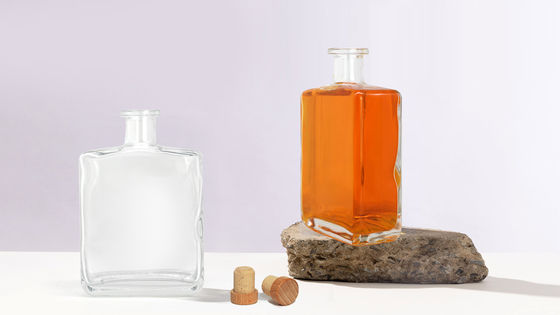 Bouteille en verre avec bouchon de liège pour le gin, le rhum, la vodka, le whisky, la tequila, les spiritueux, 700 ml, clair